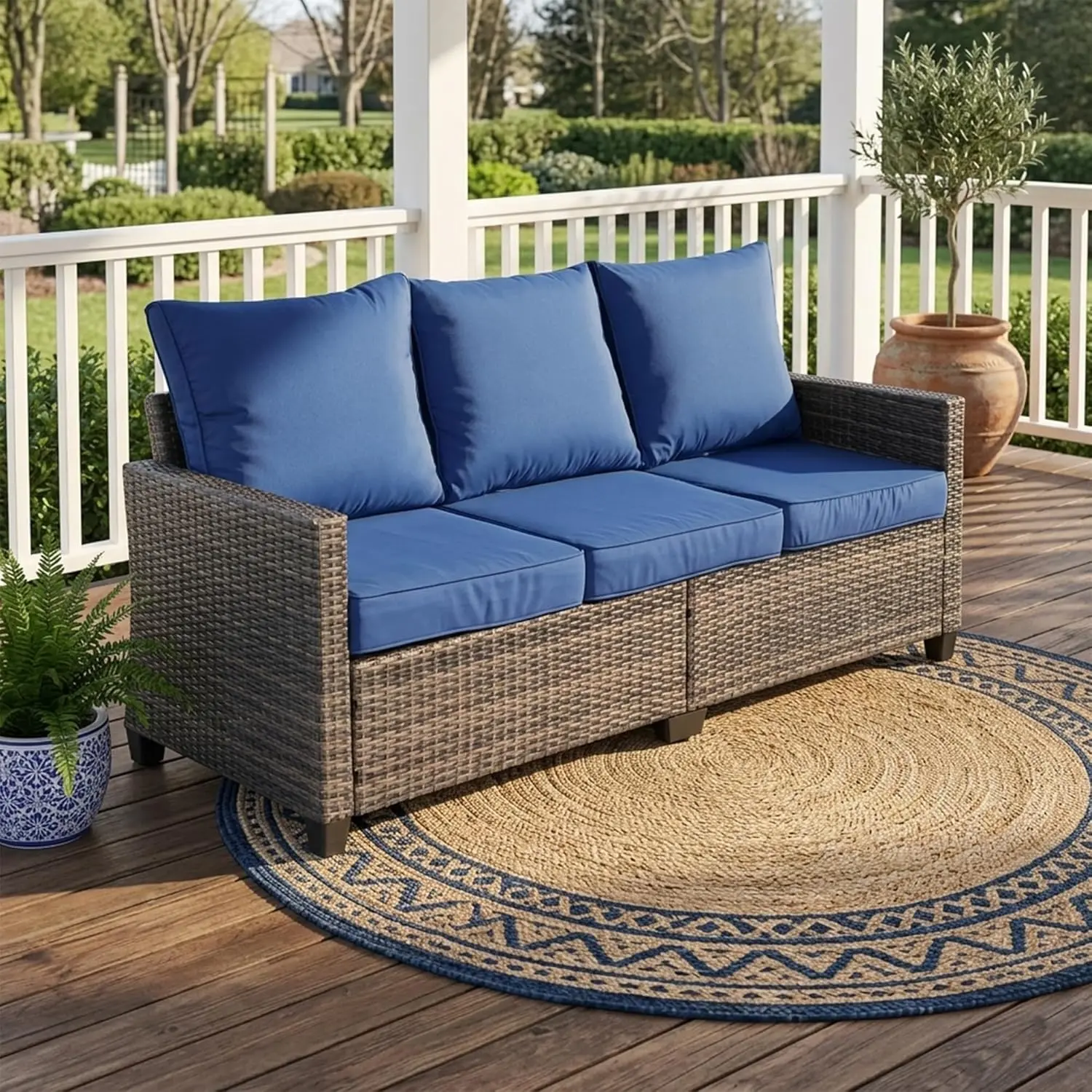 2 Piece Outdoor Patio Chairs Set, Wicker Armchairs with 4.3" Thick Cushions & High Backrests, All-Weather Rattan Porch Chairs, S
2 Piece Outdoor Patio Chairs Set, Wicker Armchairs with 4.3" Thick Cushions & High Backrests, All-Weather Rattan Porch Chairs, S