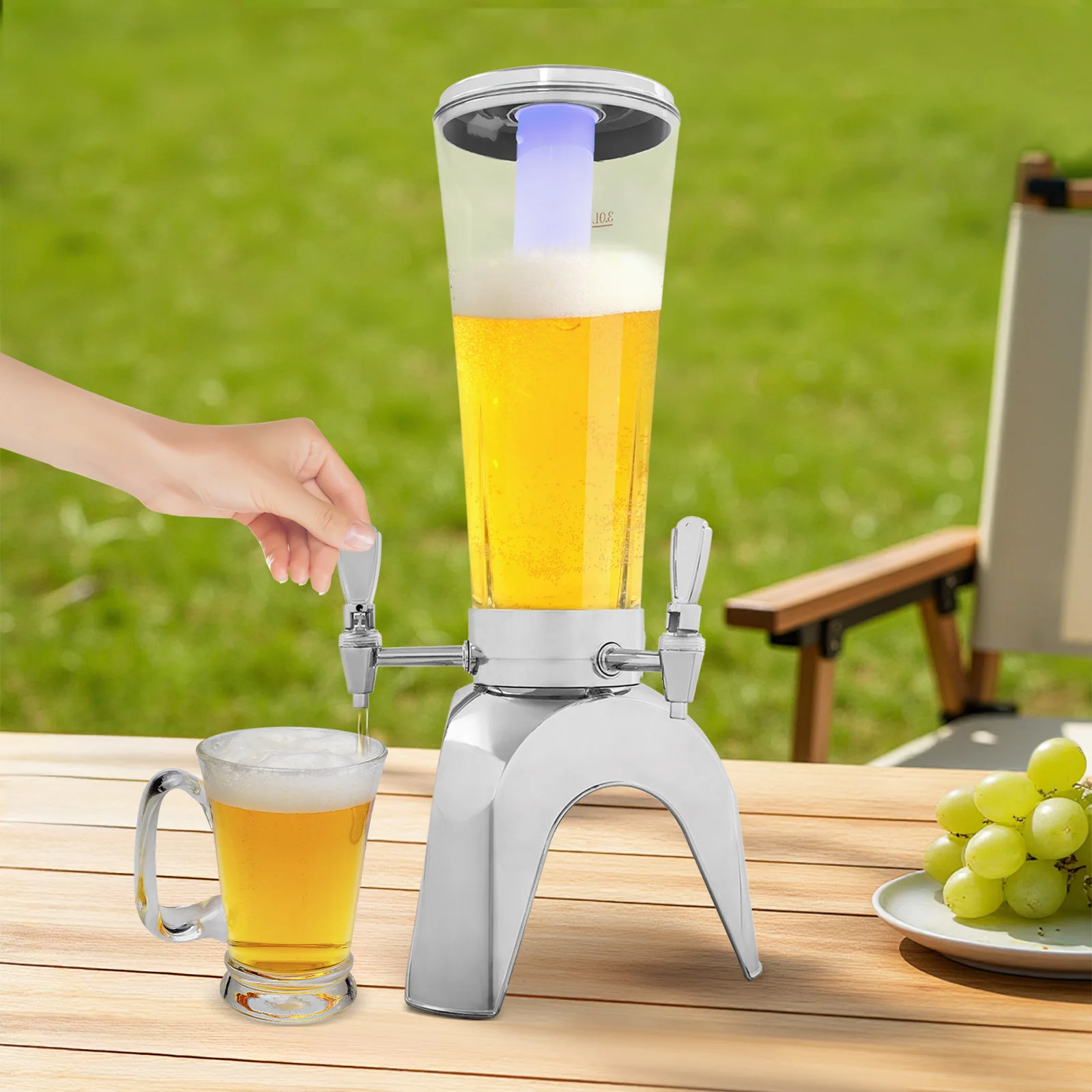 (Silver) 3L/101.45oz Beer Dispenser With 3 Faucets, Beer Dispenser with LED Light, for Storing Beer, Wine, Lemonade, Iced Tea
(Silver) 3L/101.45oz Beer Dispenser With 3 Faucets, Beer Dispenser with LED Light, for Storing Beer, Wine, Lemonade, Iced Tea