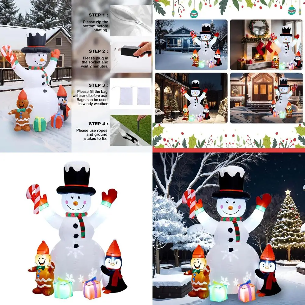 6-футовый надувной снеговик с вращающимися светодиодными фонарями — уличное рождественское украшение двора для праздников и вечеринок
6-футовый надувной снеговик с вращающимися светодиодными фонарями — уличное рождественское украшение двора для праздников и вечеринок