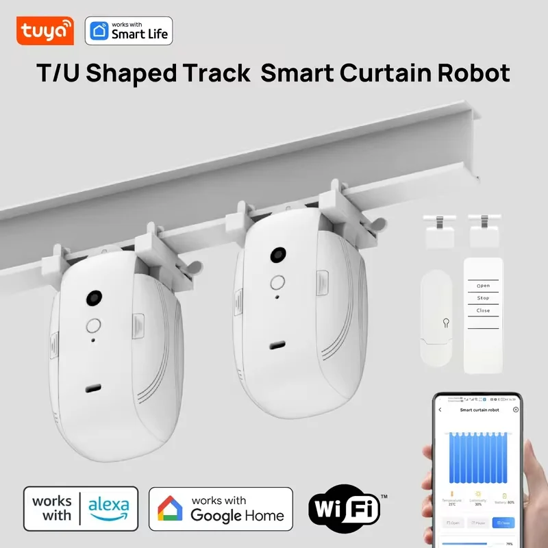 Tuya Smart Double-Opening 2.4GWi-Fi Curtain Controller Is Suitable for TU Rod Tracks, Without Disassembling The Original Track
Tuya Smart Double-Opening 2.4GWi-Fi Curtain Controller Is Suitable for TU Rod Tracks, Without Disassembling The Original Track