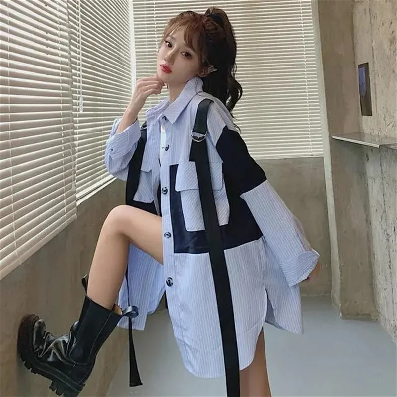 Contrast Ribbon Workwear Pocket Striped Shirt Women's Spring and Autumn 2023 New POLO Neck Long Sleeve Loose Shirt Top
Contrast Ribbon Workwear Pocket Striped Shirt Women's Spring and Autumn 2023 New POLO Neck Long Sleeve Loose Shirt Top