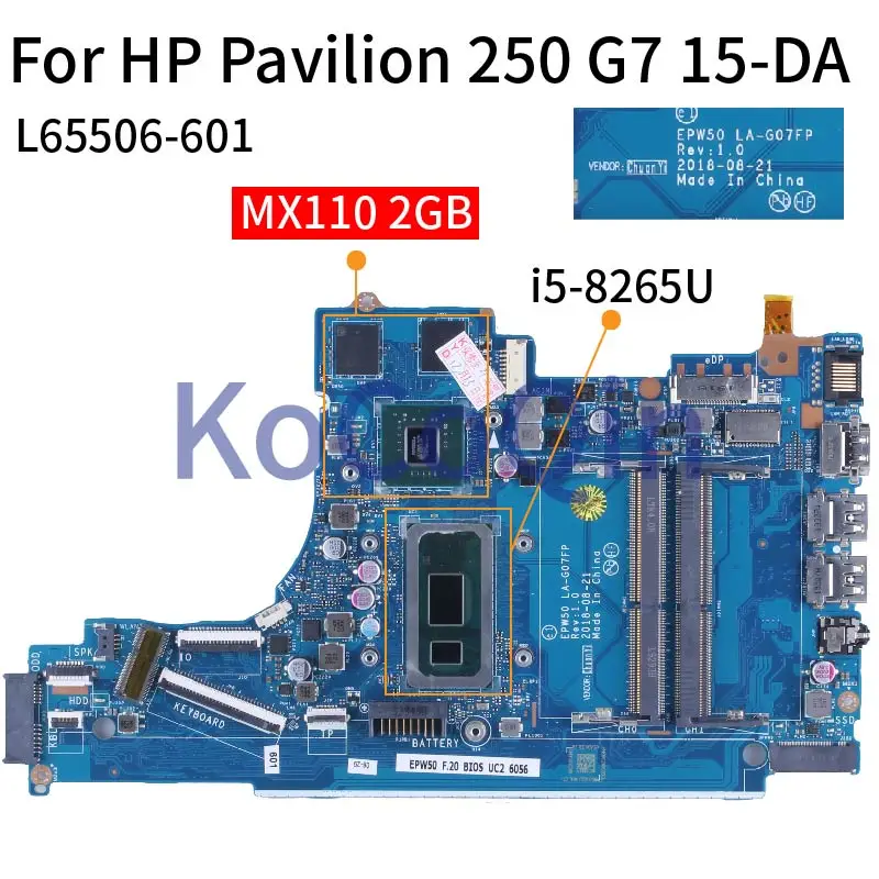 Для HP Pavilion 250 G7 15-DA i5-8265U MX110 2GB Материнская плата для ноутбука LA-G07FP L65506-601 DDR4 материнская плата для ноутбука
Для HP Pavilion 250 G7 15-DA i5-8265U MX110 2GB Материнская плата для ноутбука LA-G07FP L65506-601 DDR4 материнская плата для ноутбука