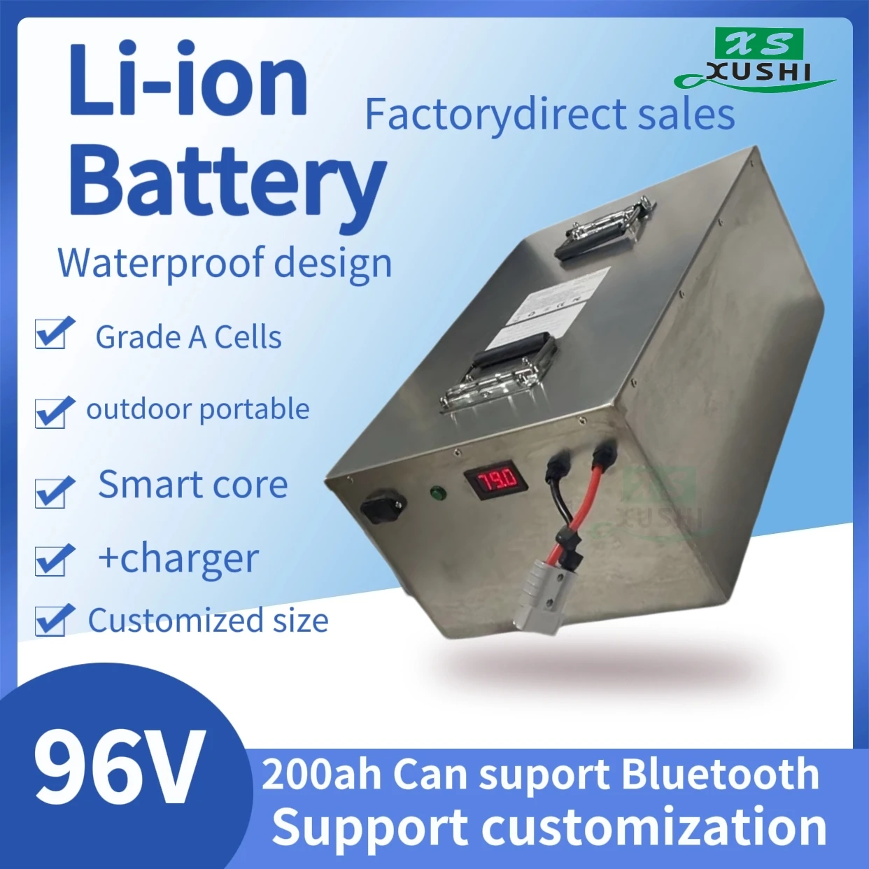 XS Batterie Lithium-Ion Rechargeable, Étanche 96V, 200Ah, Movie Ion, pour Excavateur, Véhicule, AGV, pour Bateau, Sicile, avec
XS Batterie Lithium-Ion Rechargeable, Étanche 96V, 200Ah, Movie Ion, pour Excavateur, Véhicule, AGV, pour Bateau, Sicile, avec
