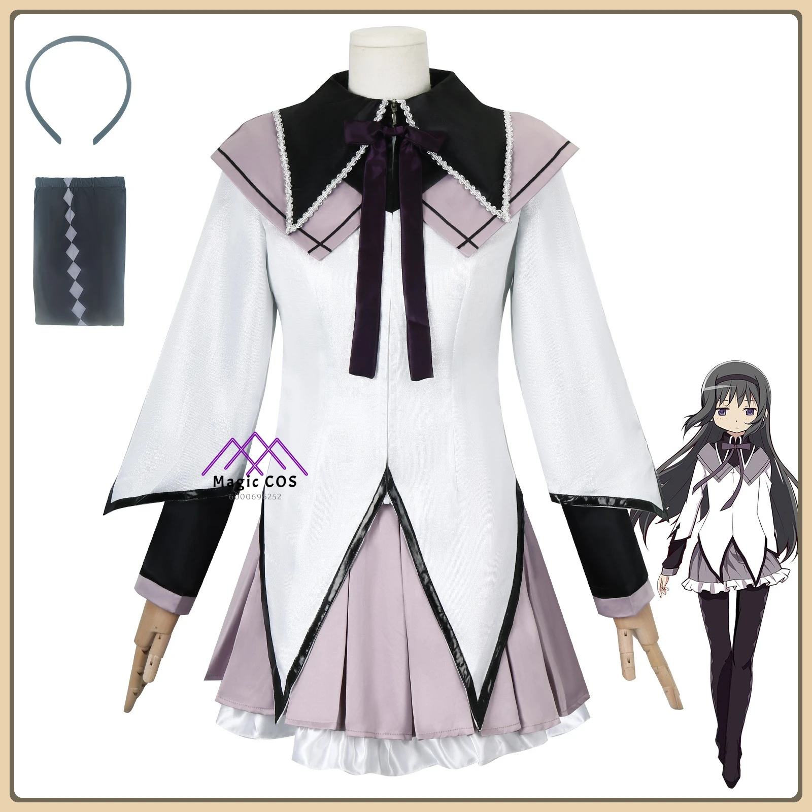 Anime Puella Magi Madoka Magica Homura Cosplay Costume Ribbon Trim + Black Outfit Full Set High Quality Role Playing Clothes
Anime Puella Magi Madoka Magica Homura Cosplay Costume Ribbon Trim + Black Outfit Full Set High Quality Role Playing Clothes