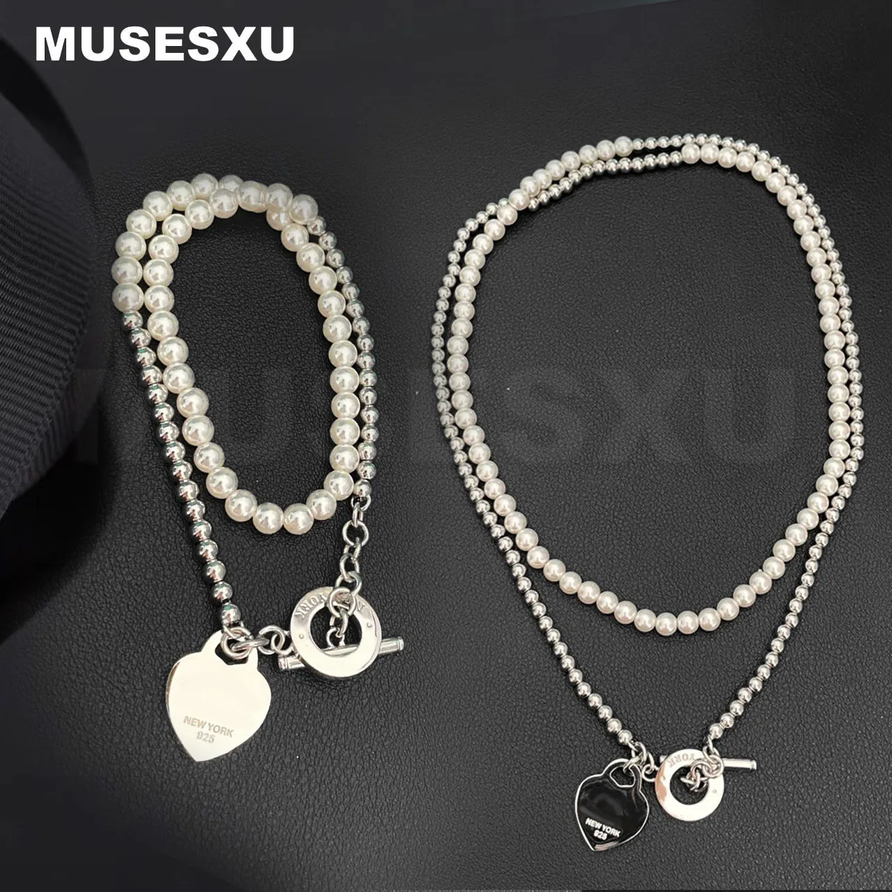 Jewelry & Accessories Classic Style Pearl And Metal Ball Beaded Heart Hanging Tag Bracelet & Necklace For Woman's & Men's Gifts
Jewelry & Accessories Classic Style Pearl And Metal Ball Beaded Heart Hanging Tag Bracelet & Necklace For Woman's & Men's Gifts