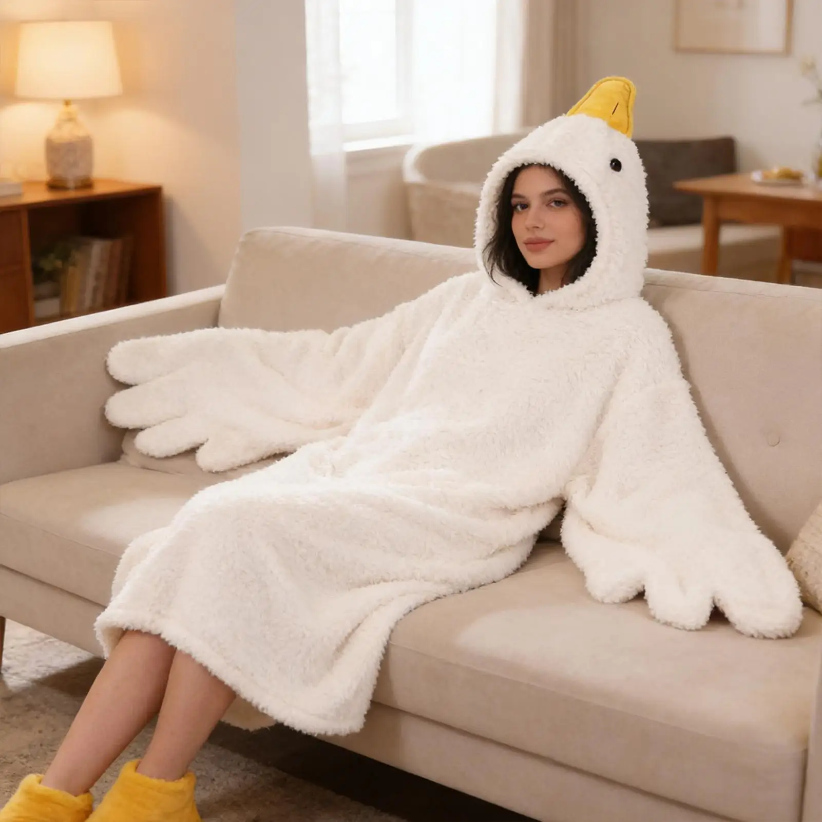 Thicken Coral Fleece Hooded Robe Big Goose Nightgown Funny Goose Couple Cute Cartoon Sleepwear Cosplay Duck Home Clothes
Thicken Coral Fleece Hooded Robe Big Goose Nightgown Funny Goose Couple Cute Cartoon Sleepwear Cosplay Duck Home Clothes