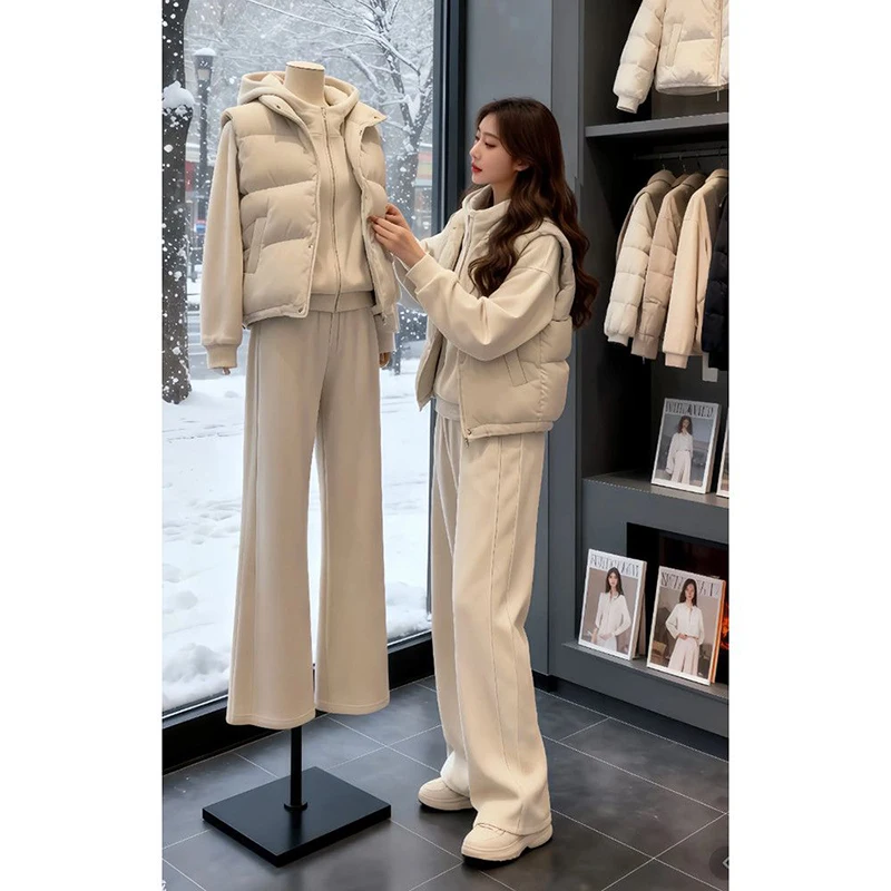 Women's Winter Thickened Fleece Lined Sports Suit Three Piece Set Long Sleeve Thermal Cotton Jacket And Pants Casual Wear
Women's Winter Thickened Fleece Lined Sports Suit Three Piece Set Long Sleeve Thermal Cotton Jacket And Pants Casual Wear