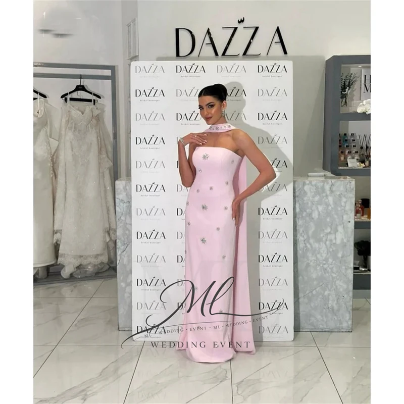 ML Pink Strapless Beads Prom Dresses Long Scarf Customized فساتين سهرات Off Shoulder Evening Dresses
ML Pink Strapless Beads Prom Dresses Long Scarf Customized فساتين سهرات Off Shoulder Evening Dresses