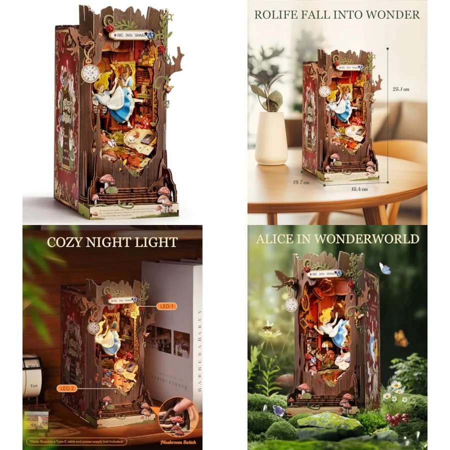 DIY Book Nook Kits Fall into Wonder, Fairy Tale Bookend Wooden 3D Puzzles for Bookshelf Decor, DIY Miniature House Building Kit
DIY Book Nook Kits Fall into Wonder, Fairy Tale Bookend Wooden 3D Puzzles for Bookshelf Decor, DIY Miniature House Building Kit