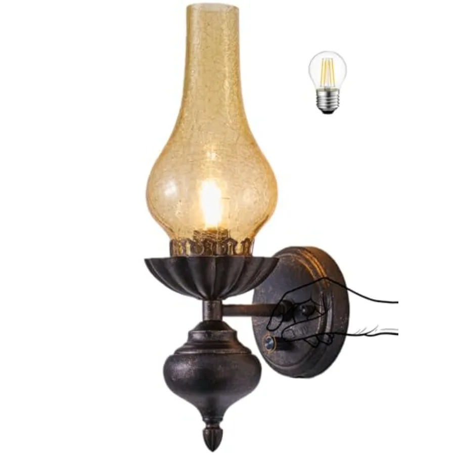 Vintage Wall Sconce, Antique Bronze Finish Rustic Wall Lamp, Farmhouse Industrial Glass Shade Lighting Fixture for Bedroom Livi
Vintage Wall Sconce, Antique Bronze Finish Rustic Wall Lamp, Farmhouse Industrial Glass Shade Lighting Fixture for Bedroom Livi