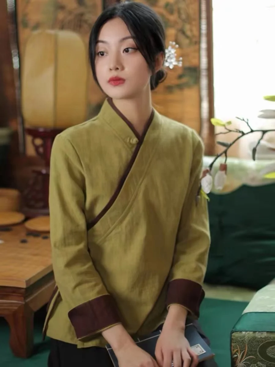 Women's Linen Zen Sle Tea Clothing Hanfu Top Faionable Label-Free Garments Chinese Traditional Costume Spring 2024
Women's Linen Zen Sle Tea Clothing Hanfu Top Faionable Label-Free Garments Chinese Traditional Costume Spring 2024