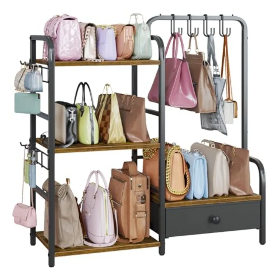 Purse Organizer for Closet with Bottom Drawer Extra Large Capacity 3 Tier Handbag Storage Rack for Women 10 Purse Hanger and Ho
Purse Organizer for Closet with Bottom Drawer Extra Large Capacity 3 Tier Handbag Storage Rack for Women 10 Purse Hanger and Ho