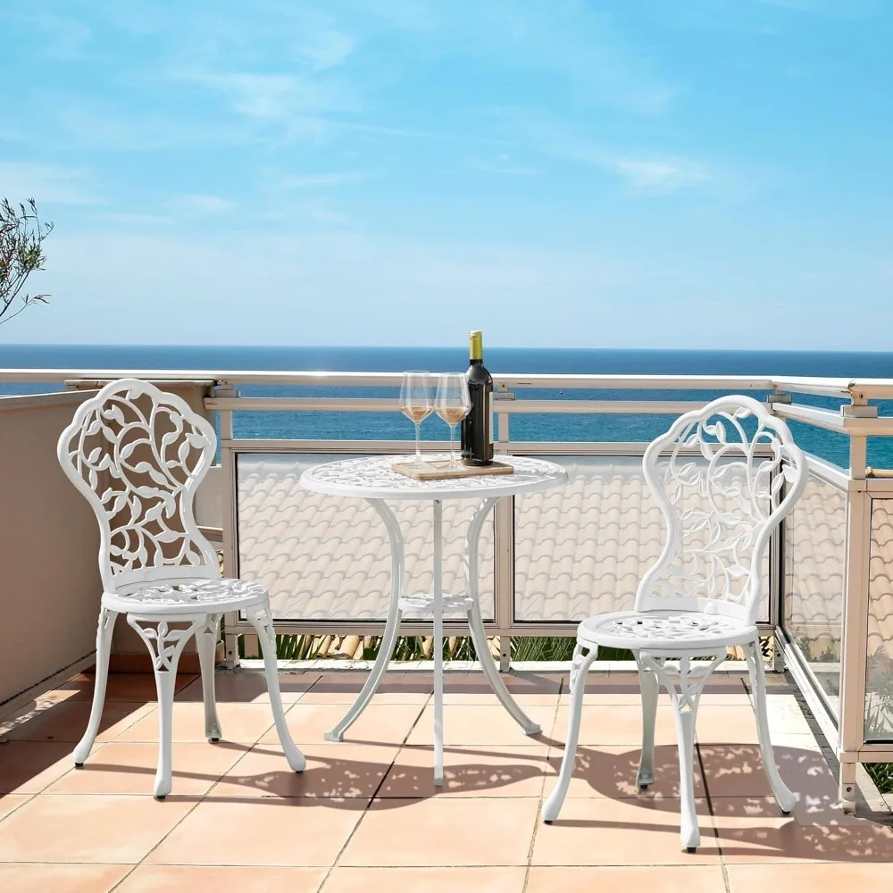 3-Piece Outdoor Bistro Set w/Leaf Design, Rust-Resistant Cast Aluminum Table and Chairs, Patio Bistro Table Set
3-Piece Outdoor Bistro Set w/Leaf Design, Rust-Resistant Cast Aluminum Table and Chairs, Patio Bistro Table Set