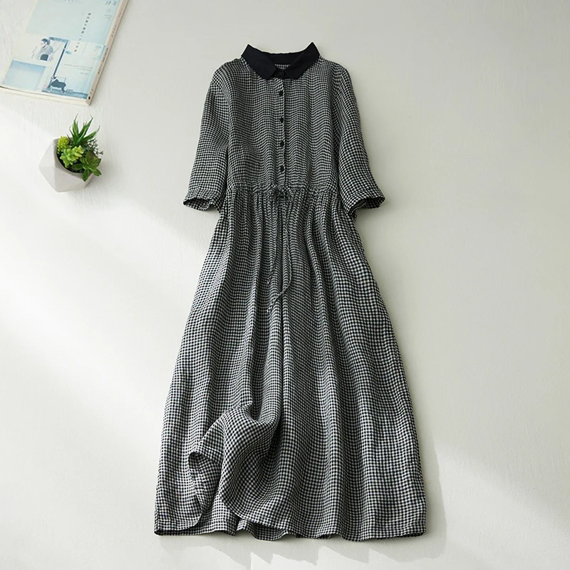 Черно-белый клетчатый хлопковый льняной Svel Dr, летний женский цветной воротник большого размера с завязками на талии Dr
Черно-белый клетчатый хлопковый льняной Svel Dr, летний женский цветной воротник большого размера с завязками на талии Dr