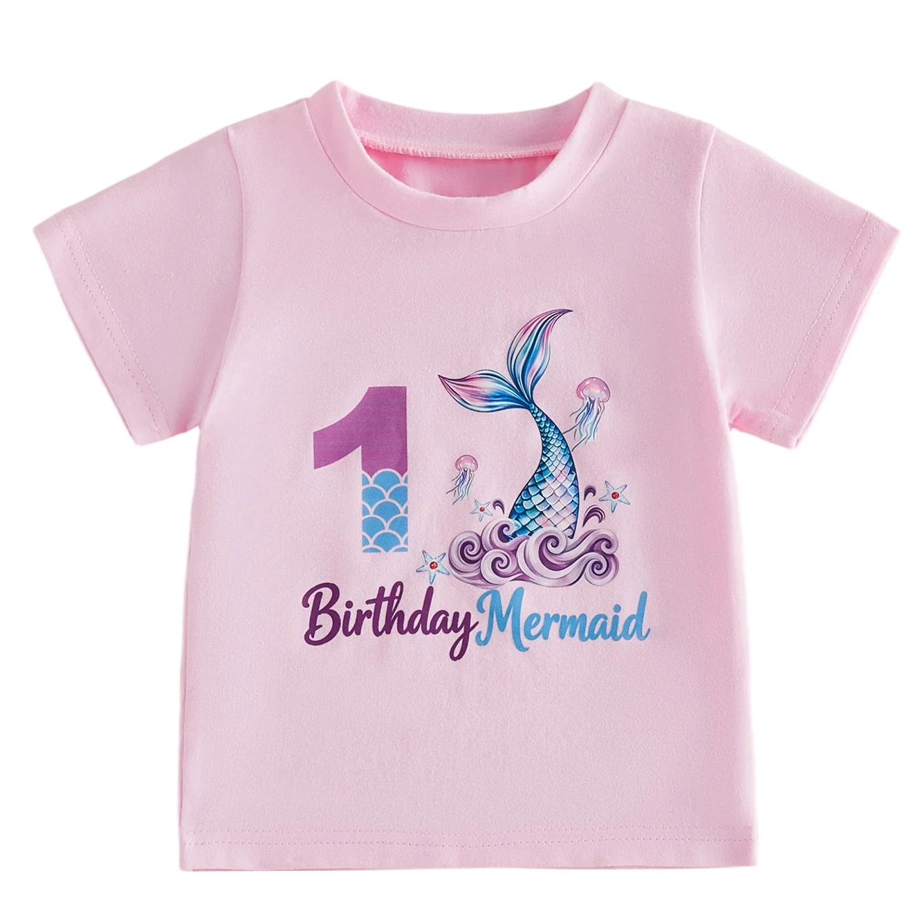 Mermaid First Birthday Baby Girl T-shirt 1-6 Year Old Pink Short Sleeves Toddler Girl Summer Clothes Sweet Princess Birthday Top
Mermaid First Birthday Baby Girl T-shirt 1-6 Year Old Pink Short Sleeves Toddler Girl Summer Clothes Sweet Princess Birthday Top