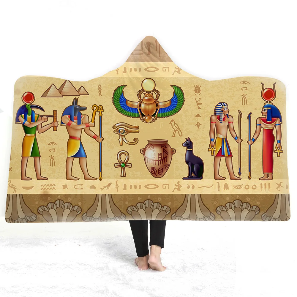 Unisex Egyptian God Goddess Hooded Blanket Winter Sofa Throw for Holiday Christmas Birthday Gift Fresco Design Throw Blanket 
Unisex Egyptian God Goddess Hooded Blanket Winter Sofa Throw for Holiday Christmas Birthday Gift Fresco Design Throw Blanket