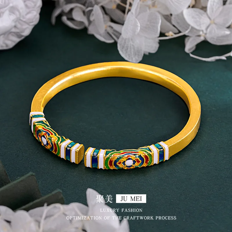 Luxury 24K 9999 Pure Gold real gold Women's Ethnic Open Enamel Bracelet 
Luxury 24K 9999 Pure Gold real gold Women's Ethnic Open Enamel Bracelet