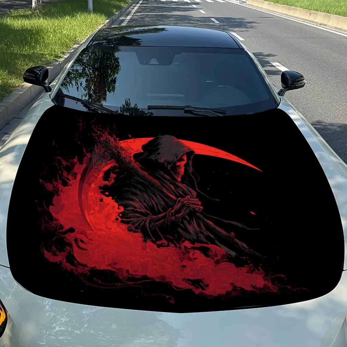 Ornate Red Reaper Car Vinyl Wrap, PVC Waterproof Car Hood Sticker, Self-Adhesive Scratch-Resistant Stickers for Engine Cover, Ca
Ornate Red Reaper Car Vinyl Wrap, PVC Waterproof Car Hood Sticker, Self-Adhesive Scratch-Resistant Stickers for Engine Cover, Ca