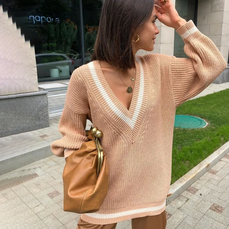 Casual Loose Knitted Sweater Pullover for Autumn/Winter Women's Sweaters 2024 New V-neck Full Sleeve Outwear Loose Sweater
Casual Loose Knitted Sweater Pullover for Autumn/Winter Women's Sweaters 2024 New V-neck Full Sleeve Outwear Loose Sweater