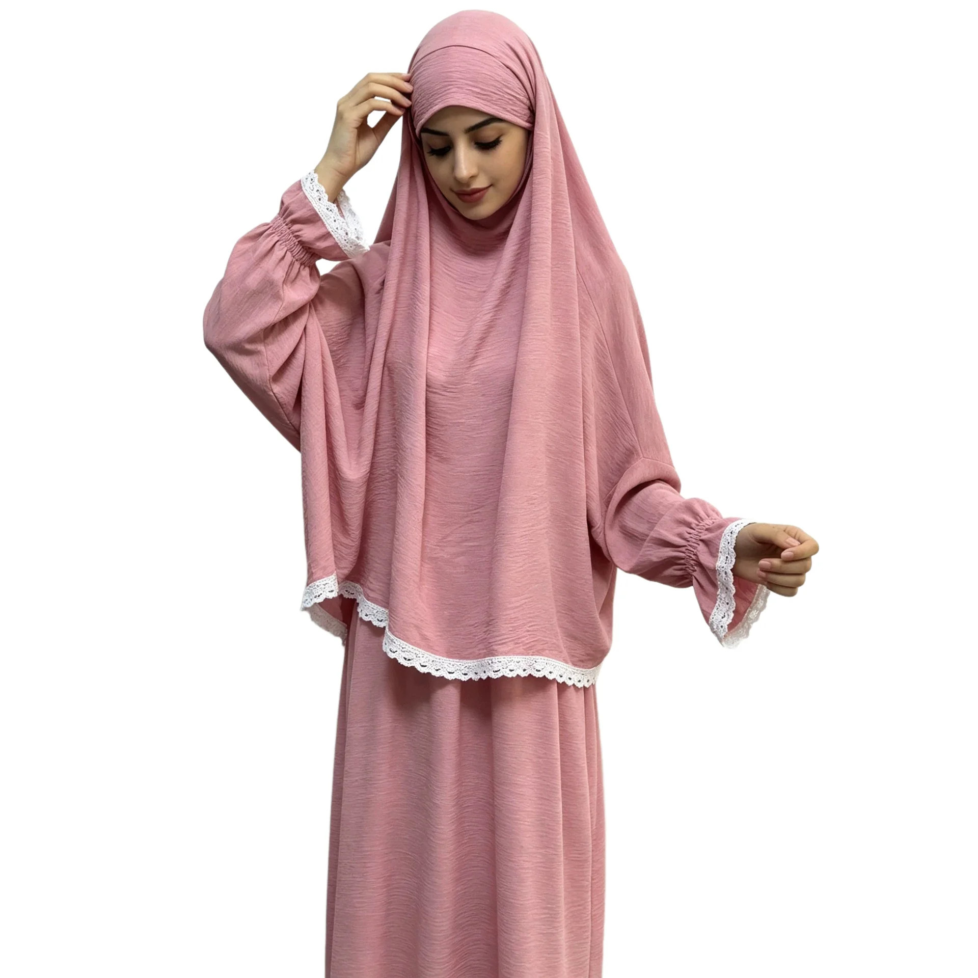 Modest Muslim Prayer Dress Abaya Two Piece Set Lace Maxi Skirt Islam Women Clothing Overhead Niqab Burqa Khimar Jalabiya Kaftan
Modest Muslim Prayer Dress Abaya Two Piece Set Lace Maxi Skirt Islam Women Clothing Overhead Niqab Burqa Khimar Jalabiya Kaftan