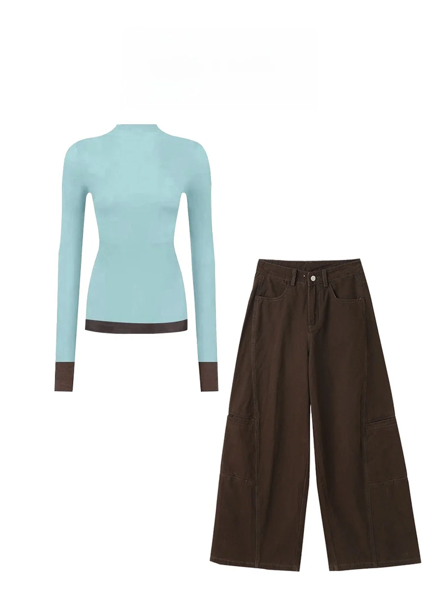 Slimming High Waist Half High Collar American Hot Girl Color Block Casual Pants Early Autumn Two Piece Set Fashionable Minima...
Slimming High Waist Half High Collar American Hot Girl Color Block Casual Pants Early Autumn Two Piece Set Fashionable Minima...