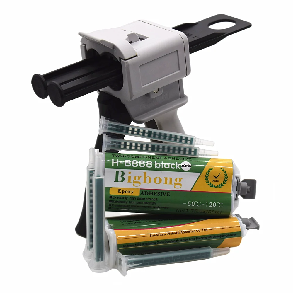 2pcs 50ml Adhesives AB Glues High Temperature 1:1 Black Epoxy Glue with 50ml 1:1 AB Glue Gun and 5pc Static Mixing Nozzles Tools
2pcs 50ml Adhesives AB Glues High Temperature 1:1 Black Epoxy Glue with 50ml 1:1 AB Glue Gun and 5pc Static Mixing Nozzles Tools