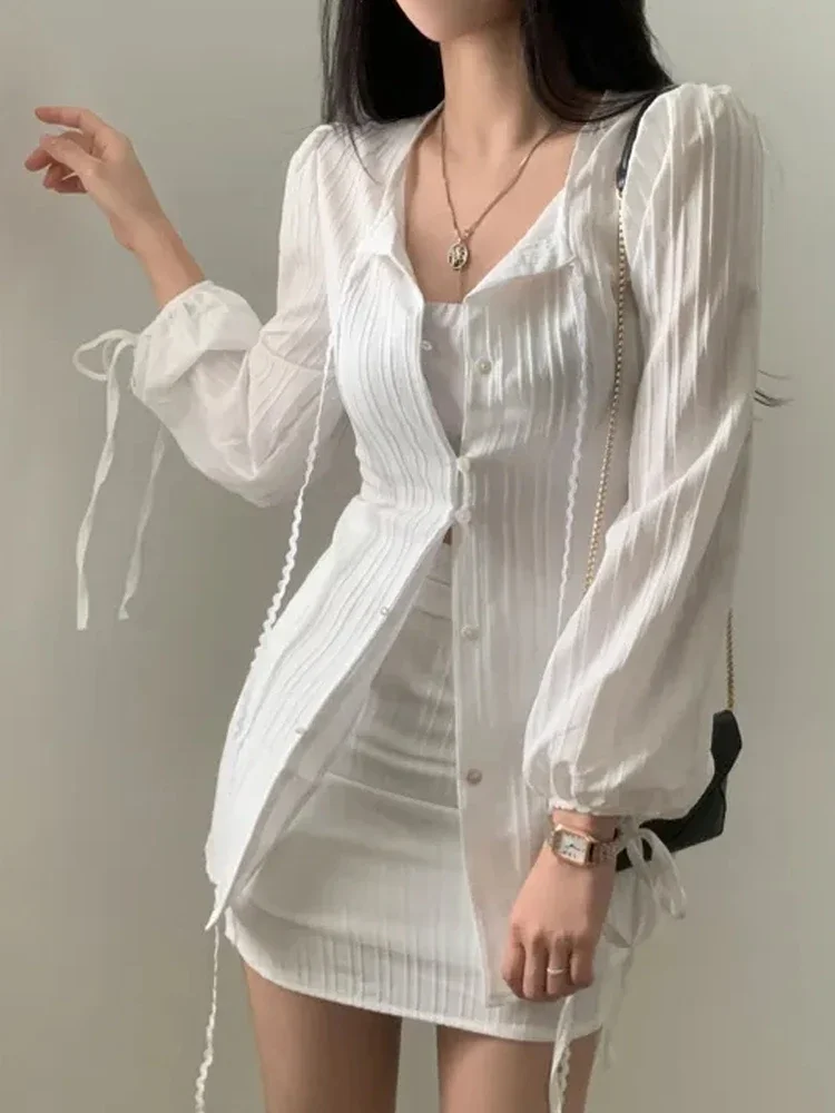 Salt Series Chic Design Women's Long Sleeve Shirt And Half Skirt Set Sun Protection Belted Fashionable Two-Piece EnsembleXY86
Salt Series Chic Design Women's Long Sleeve Shirt And Half Skirt Set Sun Protection Belted Fashionable Two-Piece EnsembleXY86