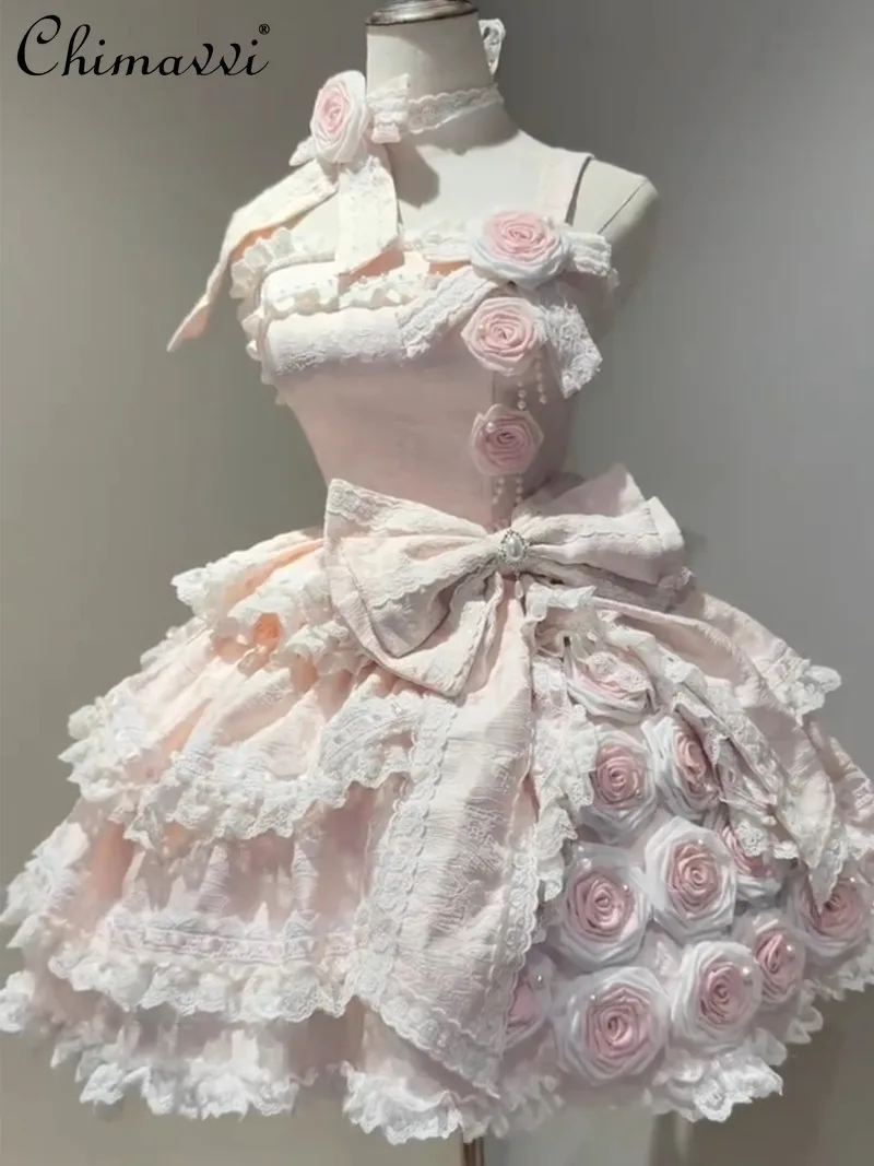 Pink Rose Dress Lolita Cute Sweet Girl Birthday Party Short Women's Dress 2025 New High-waist Elegant Girl Princess Dresses
Pink Rose Dress Lolita Cute Sweet Girl Birthday Party Short Women's Dress 2025 New High-waist Elegant Girl Princess Dresses