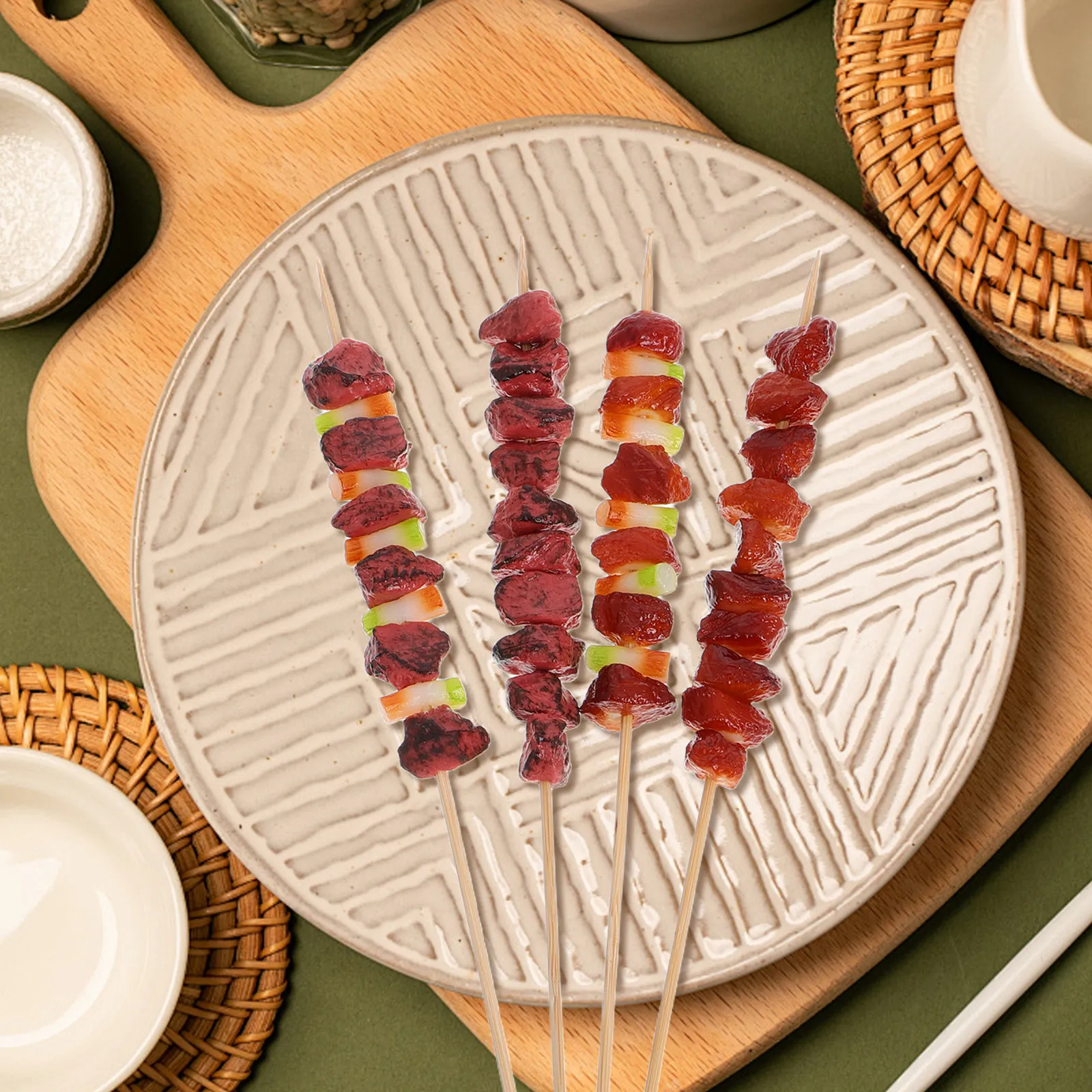 4Pcs High Simulation Barbecue Skewers Realistic Fake Meat Food Props for Home Kitchen Decoration Photo Shoot Dollhouse Miniature
4Pcs High Simulation Barbecue Skewers Realistic Fake Meat Food Props for Home Kitchen Decoration Photo Shoot Dollhouse Miniature