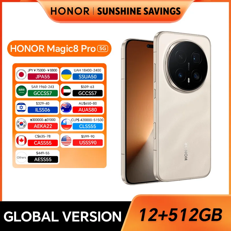 Global Version HONOR Magic8 Pro 12GB+512GB 5G AI Smartphone 6.71'' 120Hz OLED Display 200MP Cameras 7100mAh 100W SuperCharge NFC
Global Version HONOR Magic8 Pro 12GB+512GB 5G AI Smartphone 6.71'' 120Hz OLED Display 200MP Cameras 7100mAh 100W SuperCharge NFC