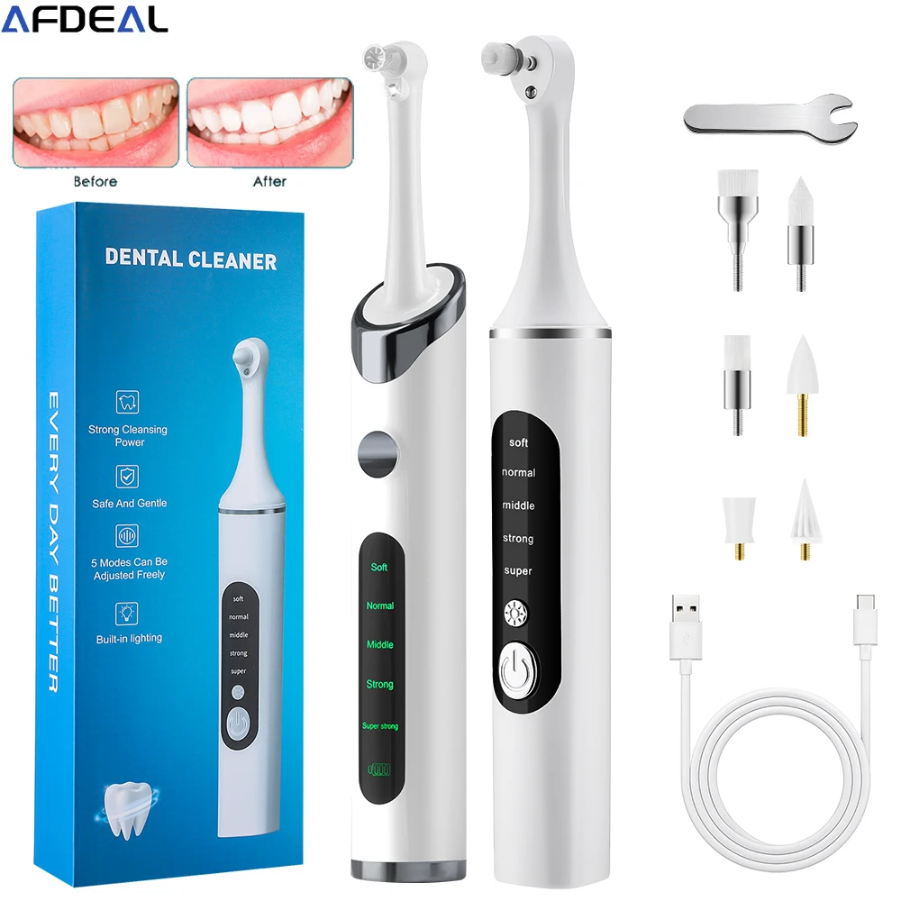 Electric Tooth Polisher 5 Modes Teeth Cleaner Dental Tartar Remover Teeth Whitening Cleaning Plaque Stains Calculus Removal Tool
Electric Tooth Polisher 5 Modes Teeth Cleaner Dental Tartar Remover Teeth Whitening Cleaning Plaque Stains Calculus Removal Tool