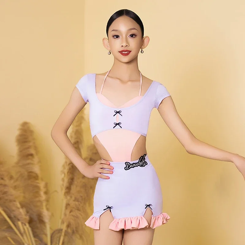 Summer Latin Dance Clothes Girls Latin Dress Light Purple Suit Practice Clothing Kids Rumba Samba Cha Cha Dance Costume
Summer Latin Dance Clothes Girls Latin Dress Light Purple Suit Practice Clothing Kids Rumba Samba Cha Cha Dance Costume