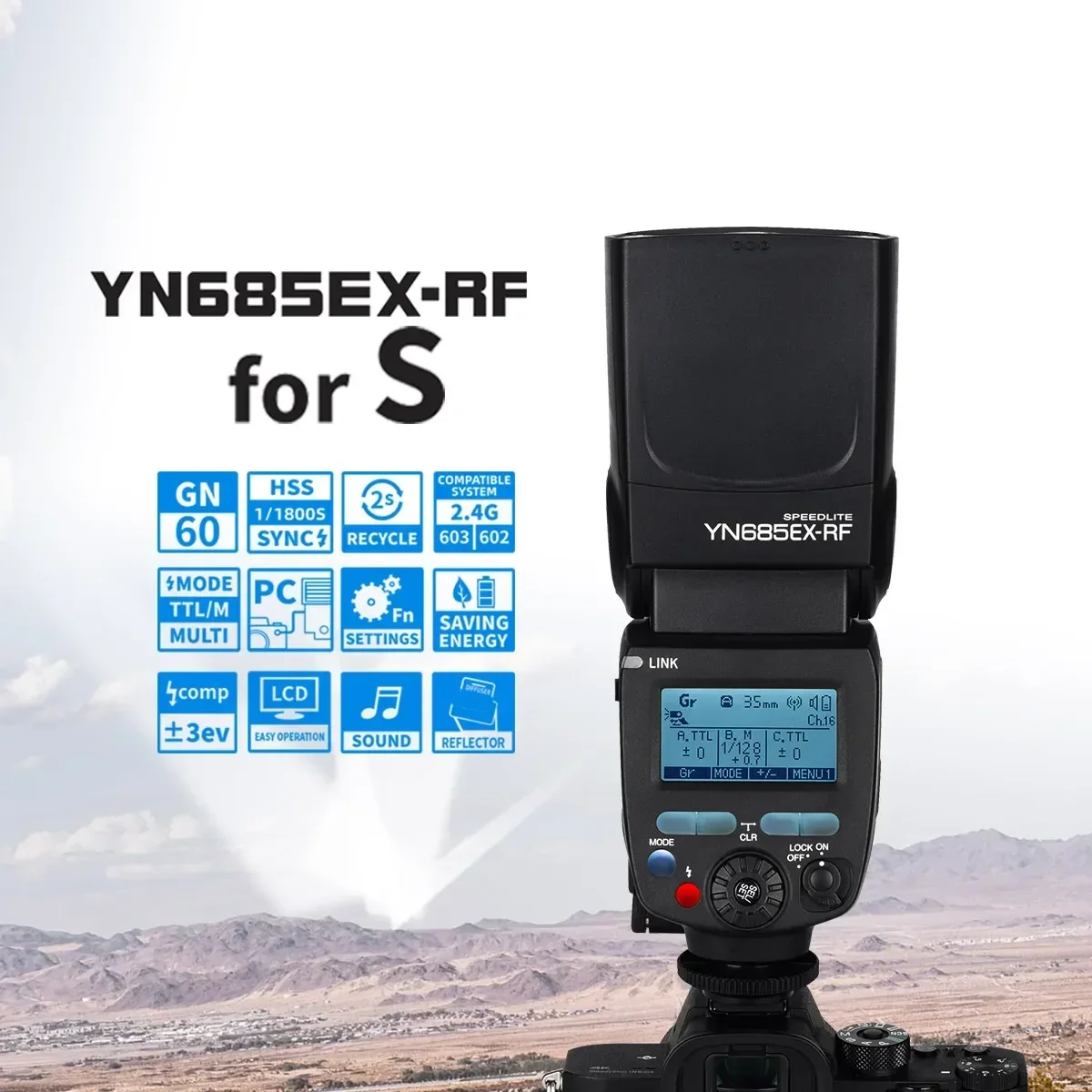 Yongnuo YN685EX-RF Camera Flash High-Speed Sync TTL Speedlite For Sony
Yongnuo YN685EX-RF Camera Flash High-Speed Sync TTL Speedlite For Sony