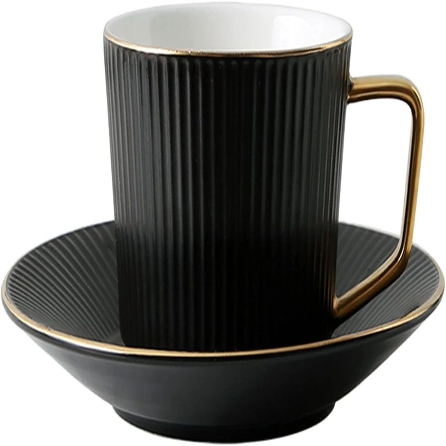 Beautiful and elegant ceramic tea cup and saucer set with vertical stripes - Stylish and comfortable drinkware perfect for home
Beautiful and elegant ceramic tea cup and saucer set with vertical stripes - Stylish and comfortable drinkware perfect for home