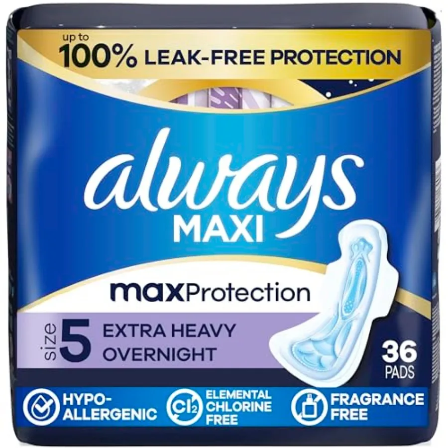 Always Maxi Overnig Pa wit Wings Women, Size 5, Extra eavy Overnig orncy, Unscented, 36 Count
Always Maxi Overnig Pa wit Wings Women, Size 5, Extra eavy Overnig orncy, Unscented, 36 Count