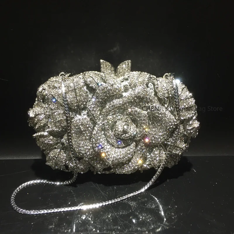 Elegant Rose Gold Rhinestone Evening Bag for Woman Wedding Bridal Party Purse Luxury Diamond Handbag Designer Crystal Bags 
Elegant Rose Gold Rhinestone Evening Bag for Woman Wedding Bridal Party Purse Luxury Diamond Handbag Designer Crystal Bags