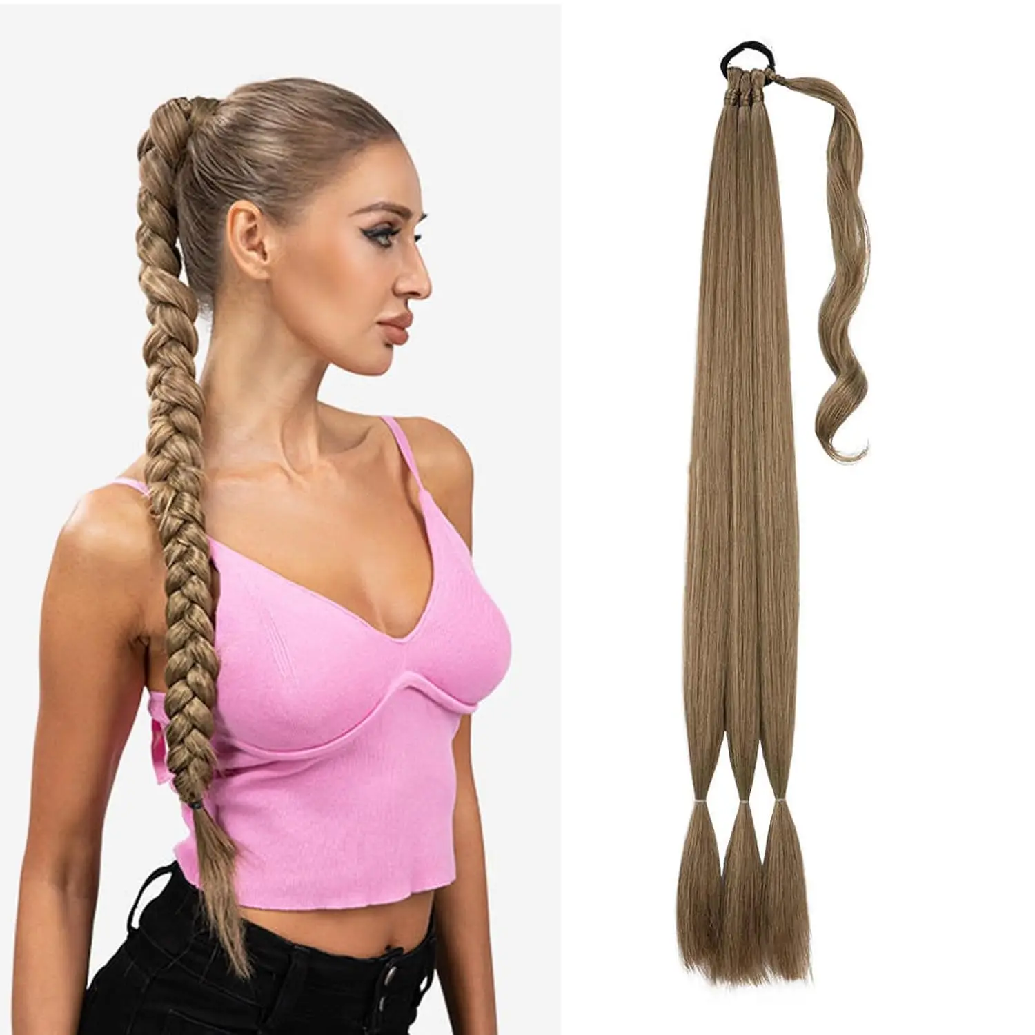 18H613 DIY Braiding Hair Ponytail Extensions, 30‘’High Temperature Synthetic Wrap Around Ponytail Hairpieces with Elastic Tie
18H613 DIY Braiding Hair Ponytail Extensions, 30‘’High Temperature Synthetic Wrap Around Ponytail Hairpieces with Elastic Tie