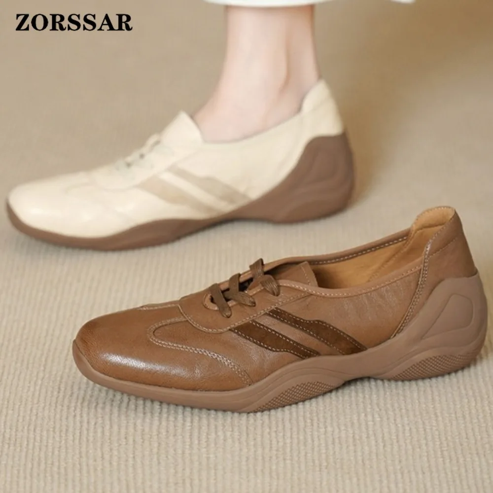 Women's Brown Genuine Leather Flat Sneakers Lace Up Stripe Soft Sole Non-Slip Comfortable Breathable Casual Daily Walking Shoes
Women's Brown Genuine Leather Flat Sneakers Lace Up Stripe Soft Sole Non-Slip Comfortable Breathable Casual Daily Walking Shoes