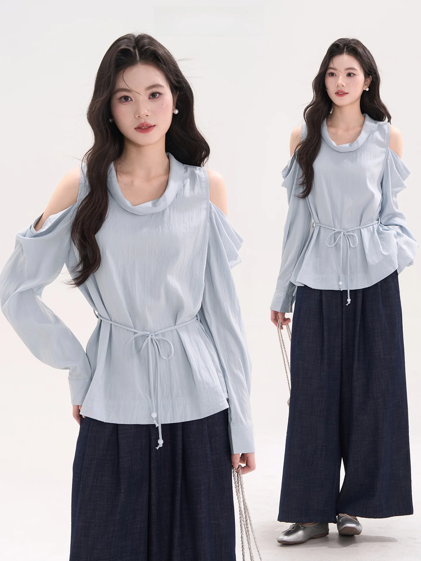 Женская блузка HuaTian Display из шелковой смеси с длинным рукавом, свободного кроя, с завышенной талией, открытыми плечами и большим воротником
Женская блузка HuaTian Display из шелковой смеси с длинным рукавом, свободного кроя, с завышенной талией, открытыми плечами и большим воротником