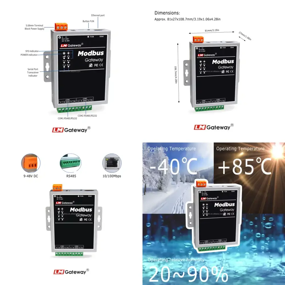 201M Modbus RTU to Modbus TCP Converter BACnet to Modbus Gateway with 2 RS485 Ports for Industrial Automation PLC SCADA HVAC
201M Modbus RTU to Modbus TCP Converter BACnet to Modbus Gateway with 2 RS485 Ports for Industrial Automation PLC SCADA HVAC