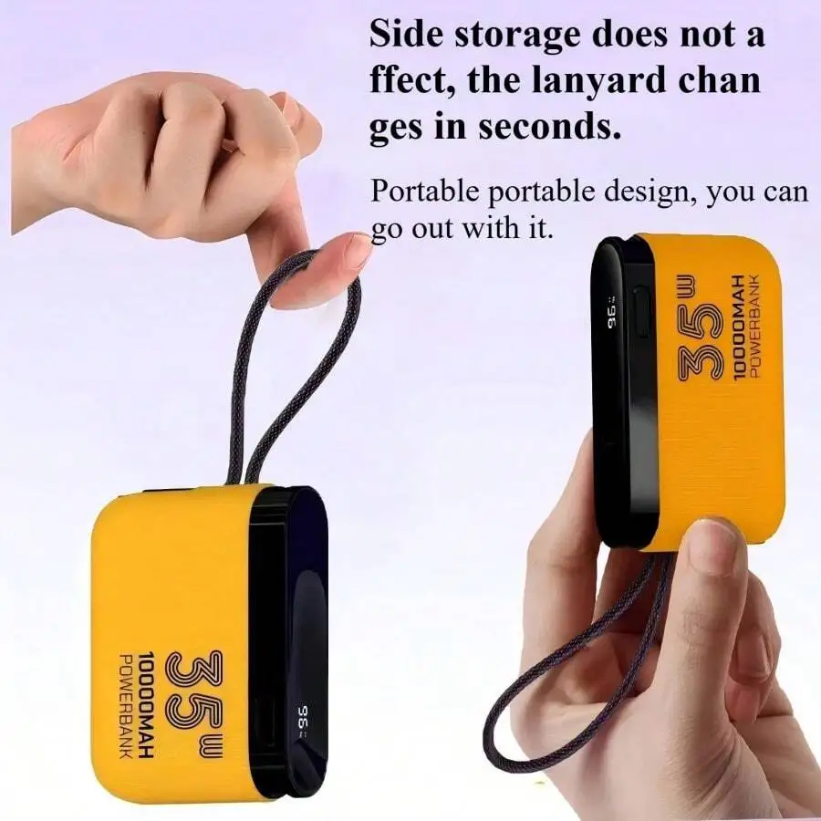 35W 10000mAh Portable Power Bank With Retractable Type-C Cable Hand Strap
35W 10000mAh Portable Power Bank With Retractable Type-C Cable Hand Strap