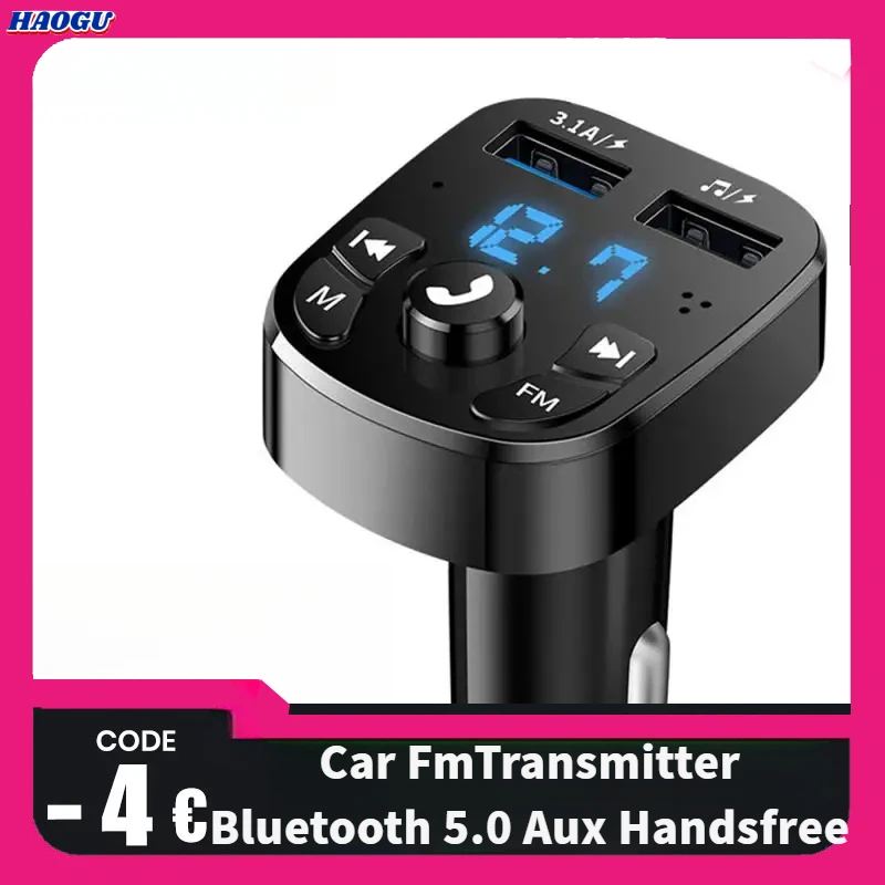 HAOGU Car Fm Transmitter Bluetooth 5.0 Aux Handsfree Wireless Car Kit Dual Usb Car Charger Car Radio Fm Modulator Mp3 Player
HAOGU Car Fm Transmitter Bluetooth 5.0 Aux Handsfree Wireless Car Kit Dual Usb Car Charger Car Radio Fm Modulator Mp3 Player