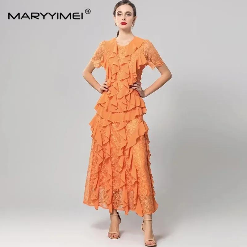 MARYYIMEI Fashion Spring Women's Lace dress Short sleeved Hollow Out Flounced Edge Party Prom Dresses
MARYYIMEI Fashion Spring Women's Lace dress Short sleeved Hollow Out Flounced Edge Party Prom Dresses