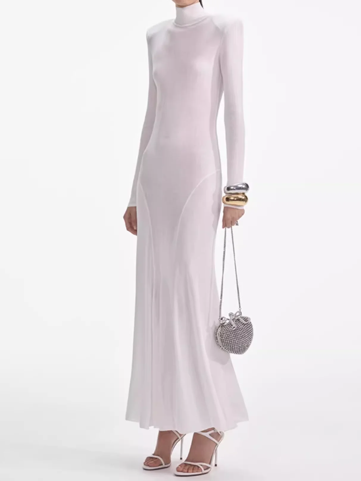 Ladies White Maxi Dress 2025 New Turtleneck Long Sleeve Elegant Slim Knitted Robe
Ladies White Maxi Dress 2025 New Turtleneck Long Sleeve Elegant Slim Knitted Robe