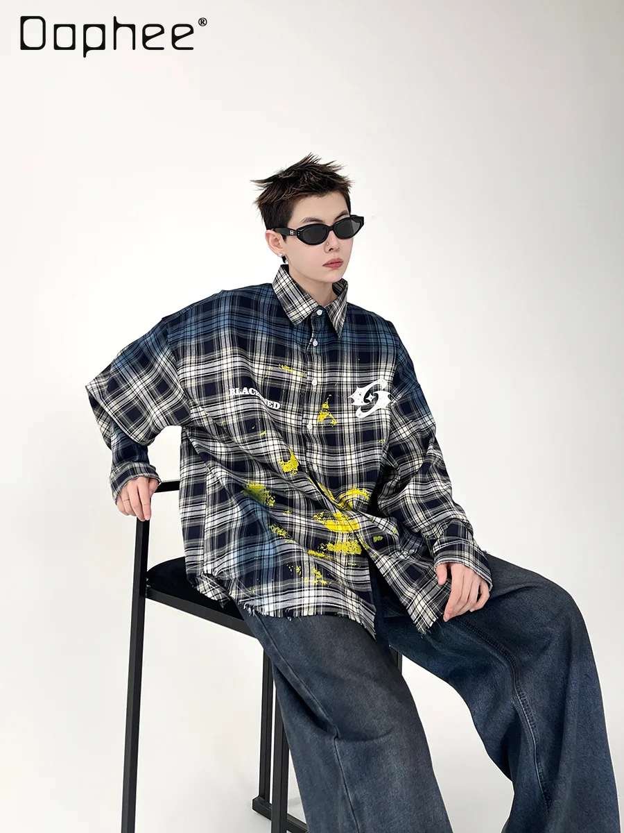 2025 Spring and Autumn New American Style Men's Retro Paint Splatter Print Black and White Plaid Long Sleeve Shirt
2025 Spring and Autumn New American Style Men's Retro Paint Splatter Print Black and White Plaid Long Sleeve Shirt