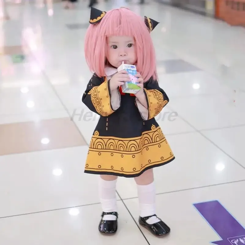 Anime spy X family Anya forger cosplay costume kids adults black dress Kawaii girls women dress pink wig party role play outfits
Anime spy X family Anya forger cosplay costume kids adults black dress Kawaii girls women dress pink wig party role play outfits