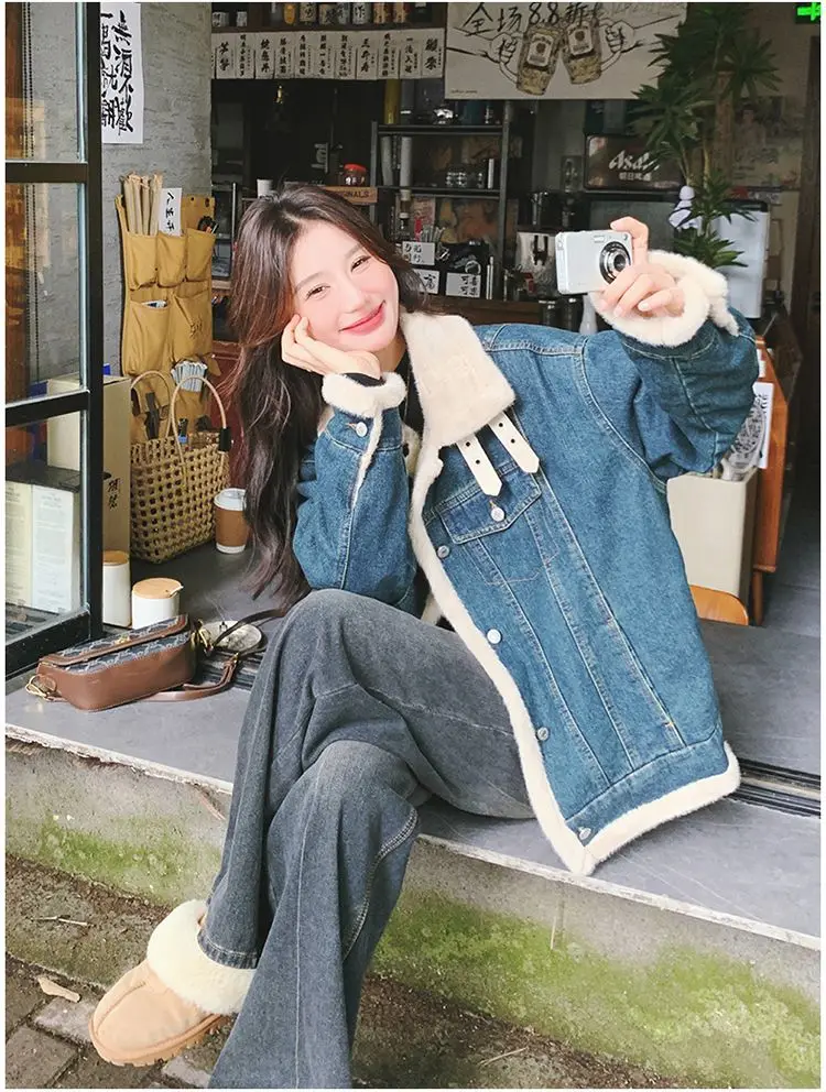 Denim Coats Long Fur Plush Womens Autumn-End Early Winter Quick-Drying Loose Fit College Style Modern Professional Daily Office
Denim Coats Long Fur Plush Womens Autumn-End Early Winter Quick-Drying Loose Fit College Style Modern Professional Daily Office