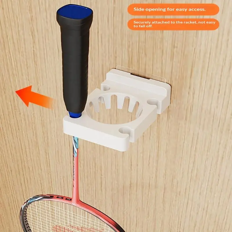 Wall Mounted Badminton Racket Holder Punch Free With Ball Hanger Storage Rack For Tennis Pickleball Ping Pong Paddle