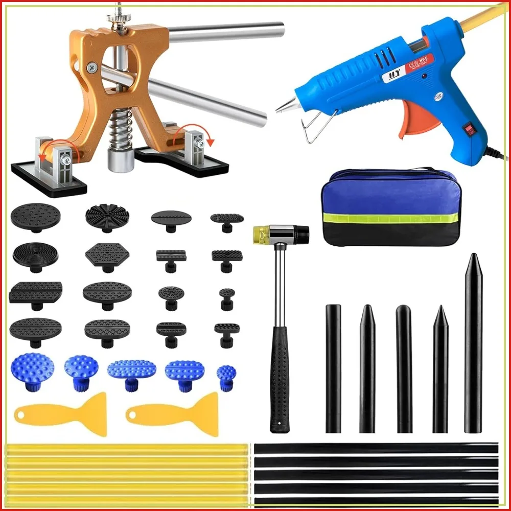 Car Dent Puller Kit, Painless Dent Removal Tool with Adjustable Lifter & Hot Glue Gun, Reusable for Small & Big Dents
Car Dent Puller Kit, Painless Dent Removal Tool with Adjustable Lifter & Hot Glue Gun, Reusable for Small & Big Dents