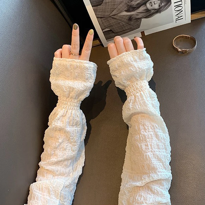 Solid Chiffon Pleated Sunscreen Glove Long Arm Sleeves UV Protection Sleeves Cover For Women Cycling Driving Fingerless Mittens
Solid Chiffon Pleated Sunscreen Glove Long Arm Sleeves UV Protection Sleeves Cover For Women Cycling Driving Fingerless Mittens